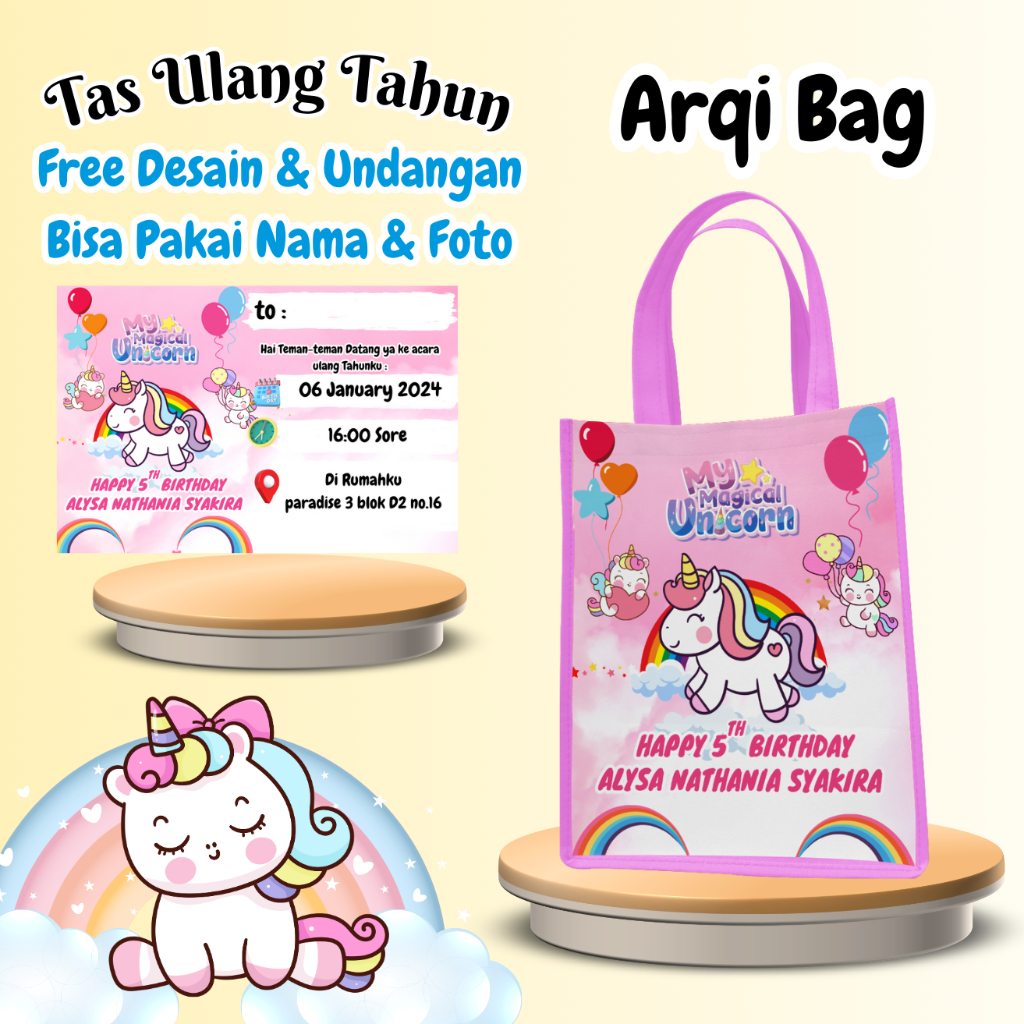 

25 Tas Free Undangan Ulang Tahun Anak Custom Goodiebag Murah Muat Box Kfc