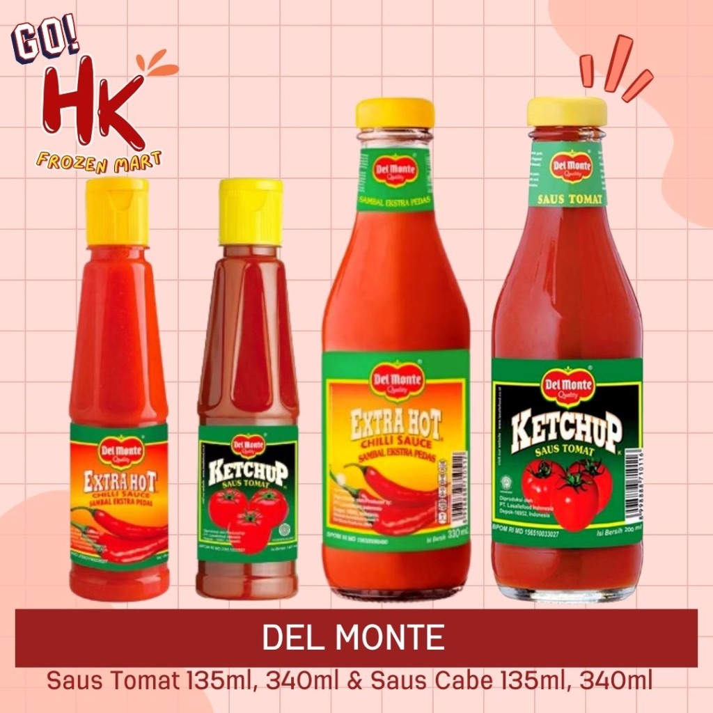 

Del Monte Saus Cabe Extra Hot Tomat 135ml 340ml saos cabai chili sauce ketchup pedas HK Frozen Mart