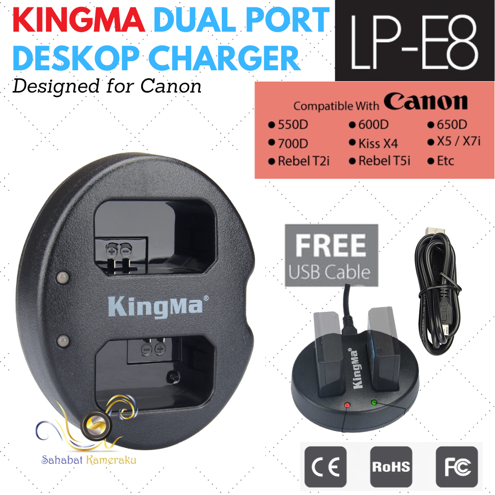 Original Kingma LP-E8 Charger Canon 550D 600D 650D 700D Rebel T2i