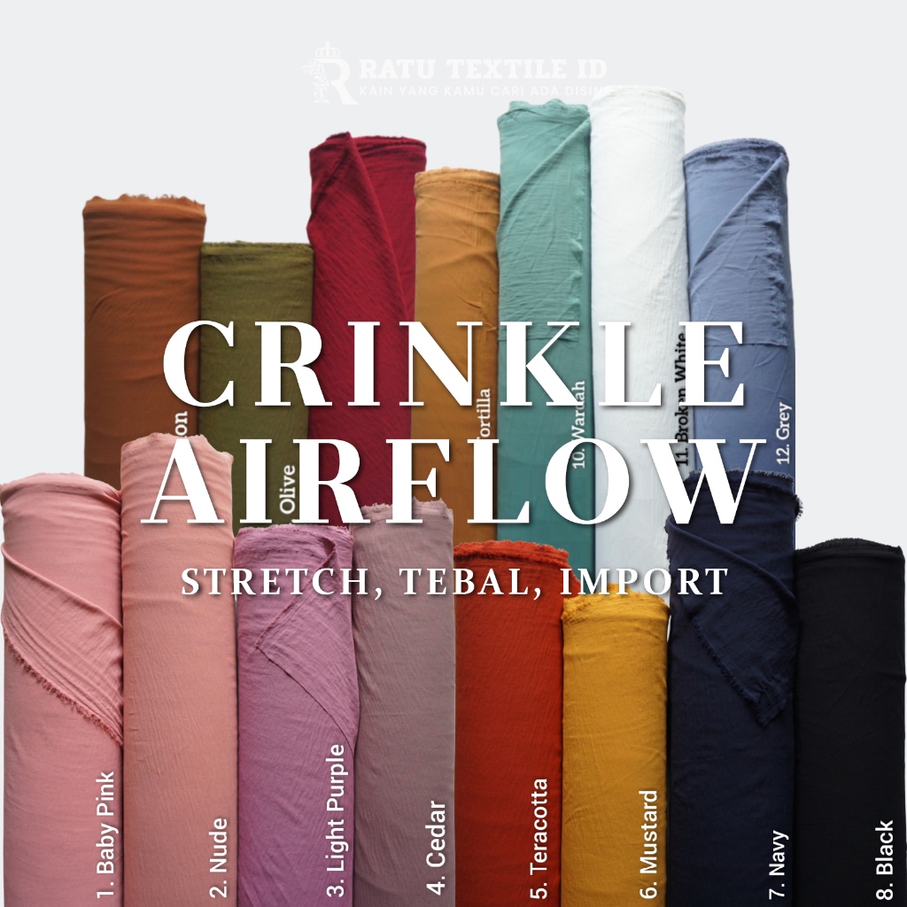 Kain Katun Rayon Crinkle Import Premium Kain Airflow