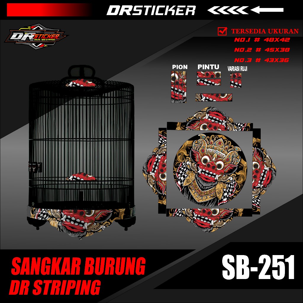 [COD] Decal Sticker Sangkar Tebok Murai Desain Barong