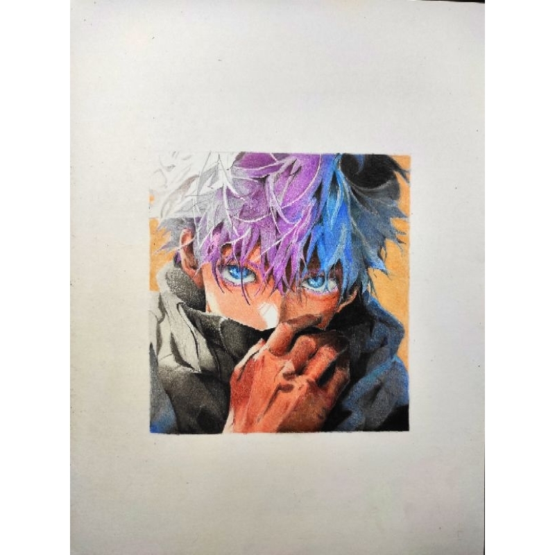 

Gambar Anime/gojo satoru menggunakn pensil warna