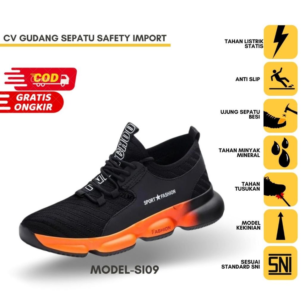 Sepatu Safety Shoes Proyek Import Pria Wanita Original Casual SI09