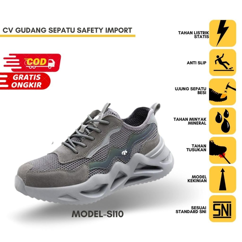 Sepatu Safety Shoes Proyek Import Pria Wanita Original Casual SI10