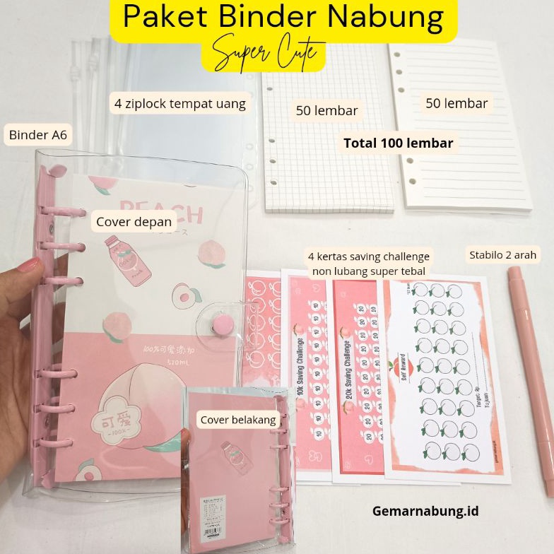 

Premium.. Paket Binder keuangan nabung A6 super cute isi 100 lembar ID0