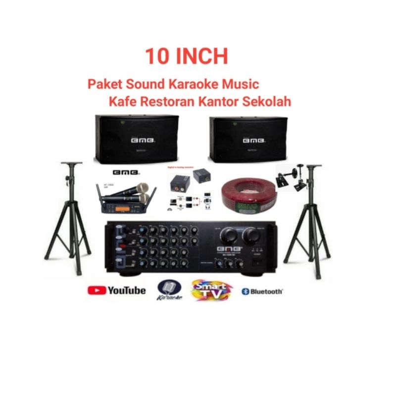 paket speaker karaoke 10 inch BMB paket sound musik kafe restoran kantor sekolah dll original garans