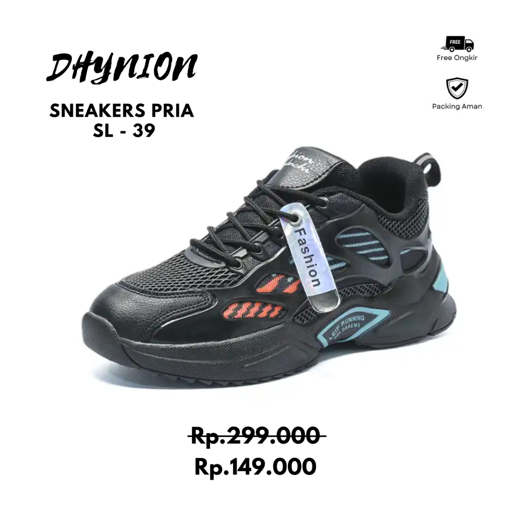 Sepatu Sneakers Pria Kets Running Import Hitam