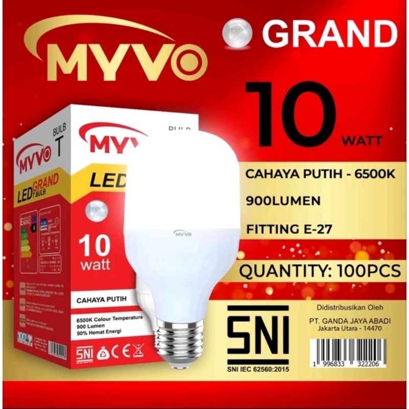 lampu led 10w 10watt myvo garansi 1th