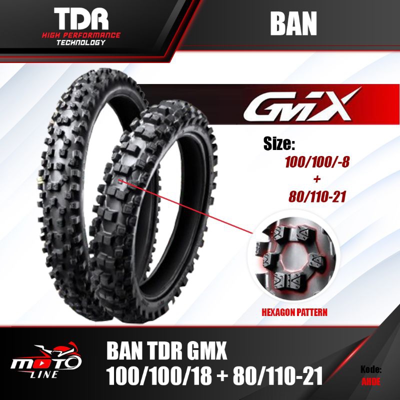 Ban Offroad Set TDR GMX 100/100-18 + 80/100-21 Ban Set Depan Belakang