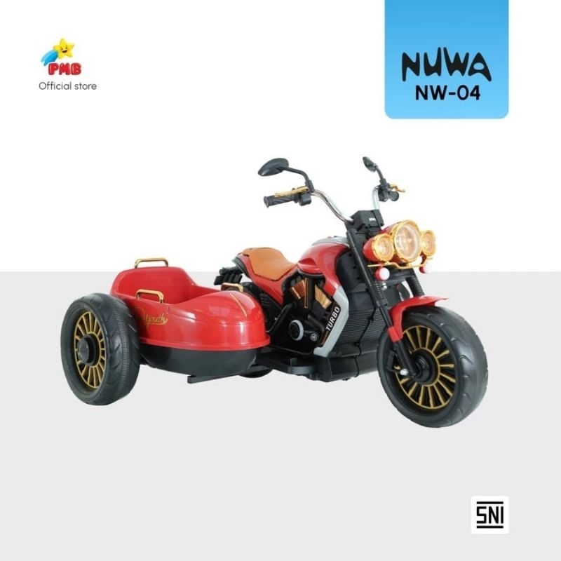 Motor aki Harley NW 04 Mainan motor gandeng 2 anak 12volt