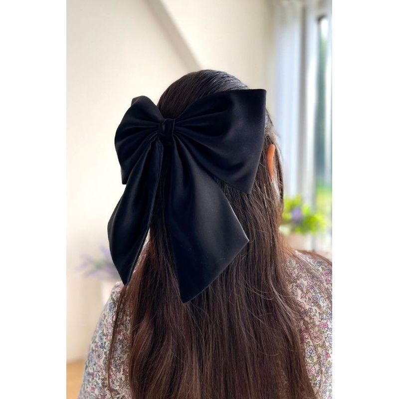 jepitan rambut hitam besar/Jepit Rambut Pita Besar Ribbon Korea/Jepit Rambut Pita Besar Korea Elegan