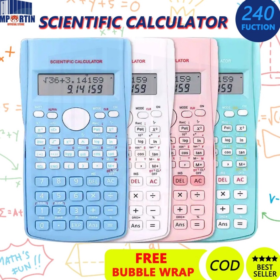 

[§P85>] Kalkulator Scientific Color 240 Function/ Calculator Ujian Sin Cos Tan Function/ Kalkulator Sekolah 240 Fungsi Warna Warni/ Scientific Calculator 240 Function [72]