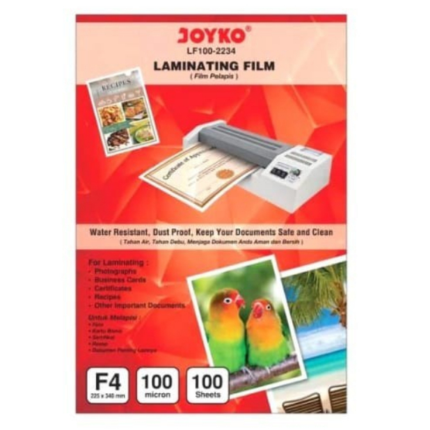 

Plastik Laminatin F4 Joyko isi 100 Lembar / Laminating Folio