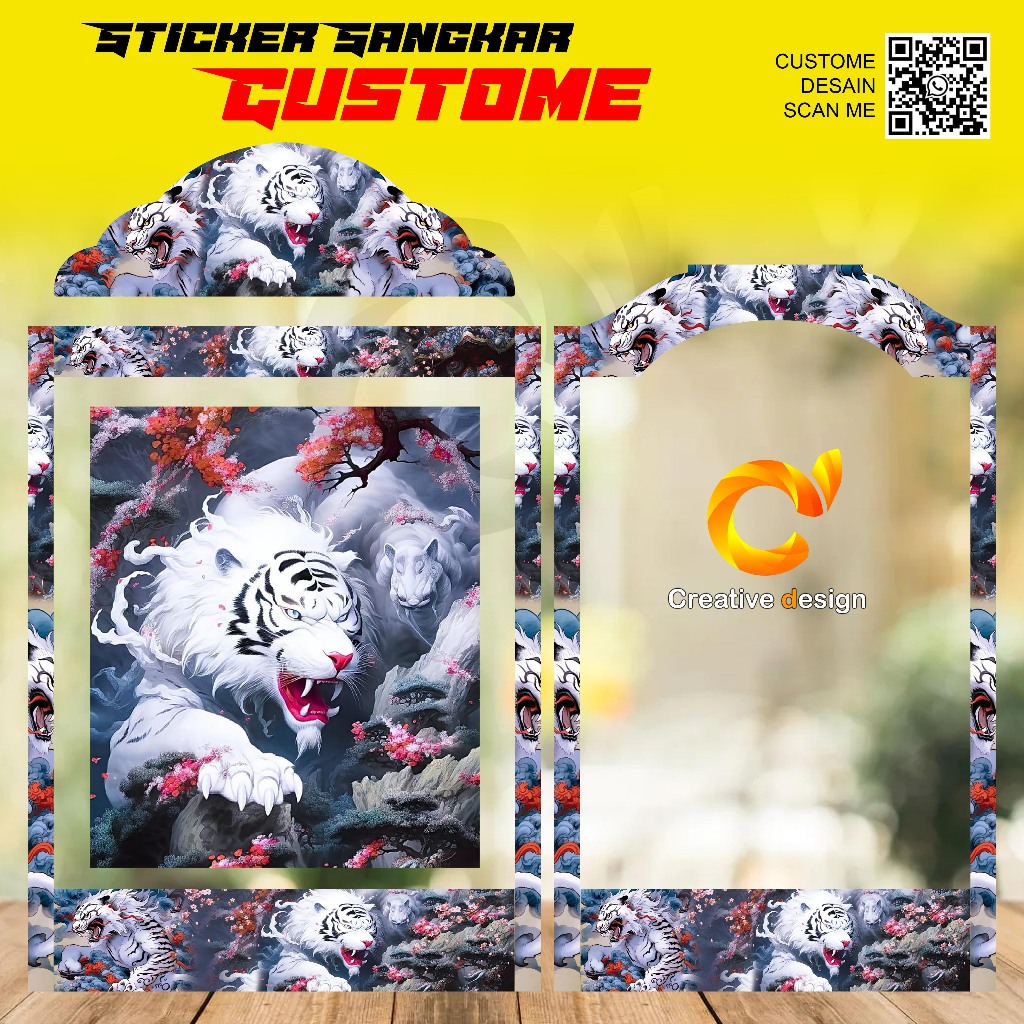 STICKER DECAL SANGKAR KOTAK KIPAS MOTIG HARIMAU