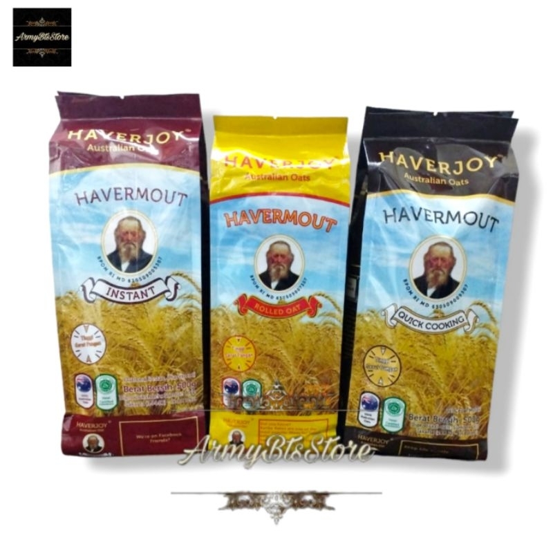 

Haverjoy Havermout 500 Gram / Havermix Rolled&Barley Flakes (Dimasak) / Rolled Oat (Dimasak) / Quick Cooking (Dimasak) / Instan (Bisa Langsung Diseduh Air Panas)