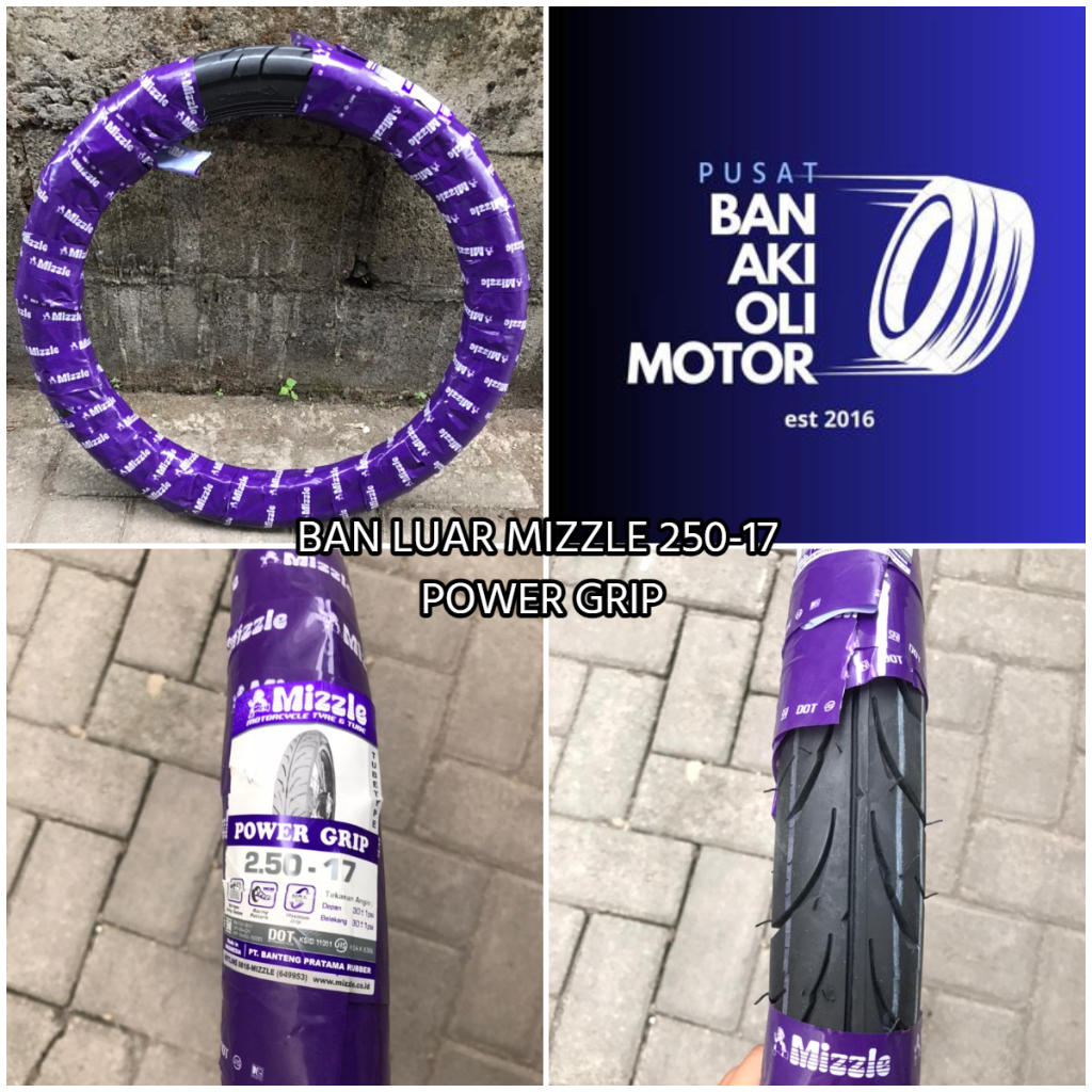 BAN LUAR MIZZLE 250-17 TUBETYPE POWER GRIP  || BAN LUAR MOTOR BEBEK RING 17 MIZZLE 250-17 NON TUBLES