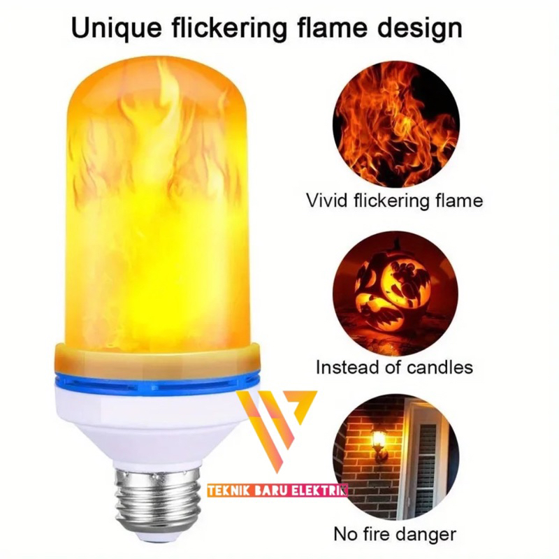 LAMPU BOHLAM API OBOR 9W E27 220V WW / LAMPU HIAS DINDING CAFE RUMAH CLASSIC TAMAN LED