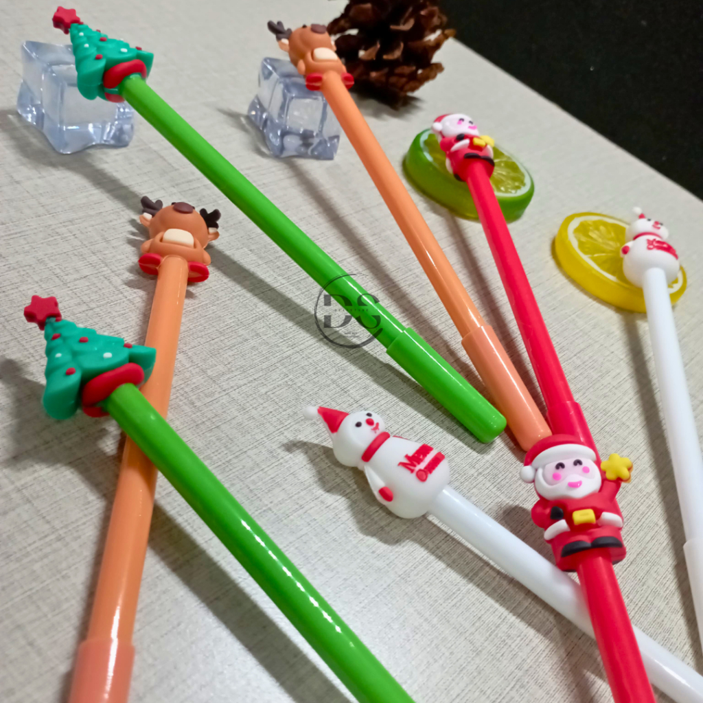 

ISI 6 PCS Pulpen Gel Santa Claus / Rusa / Boneka Salju / Rusa Gel Pen Natal Lucu Unik Souvenir Christmas