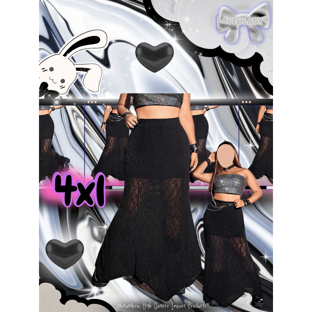Laveulabyu♡ Rok Mermaid Lace Coachella Core | Big Size | Jumbo | Plus Size | Concert