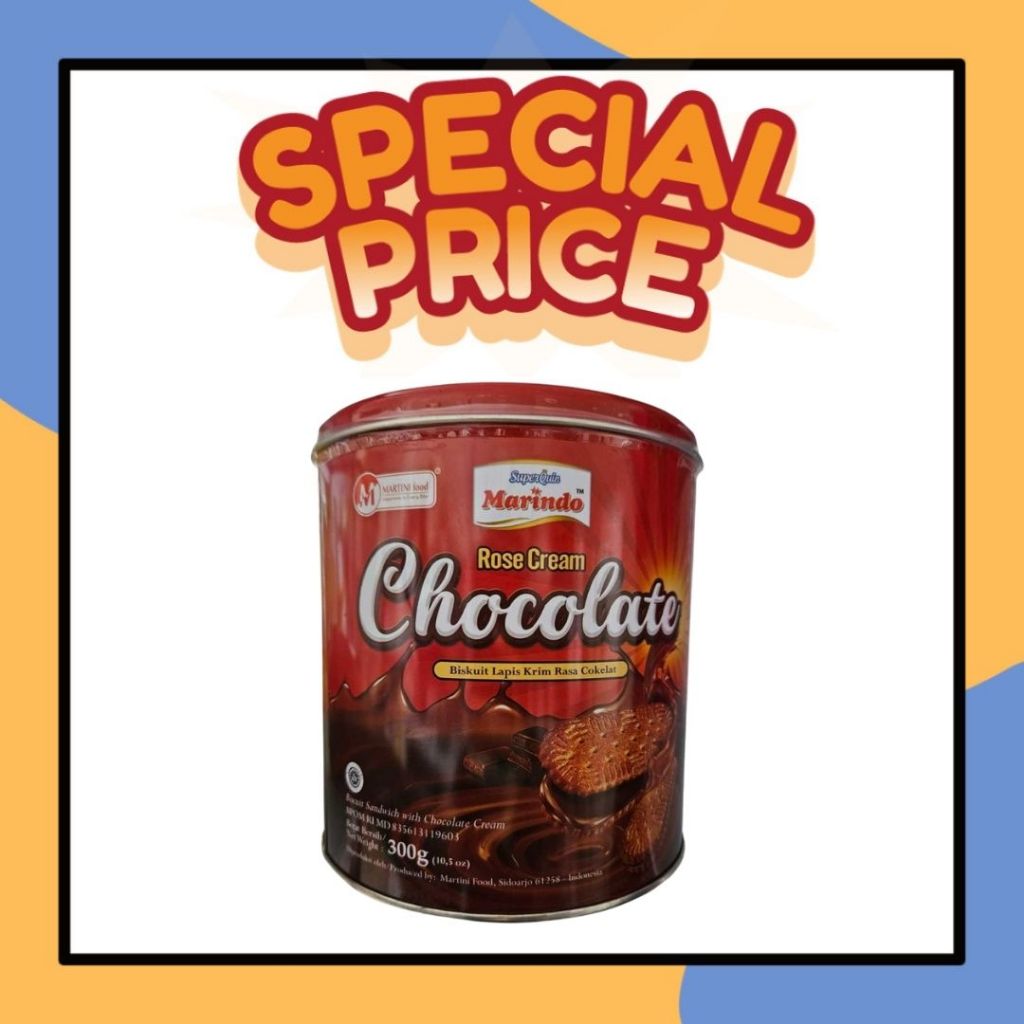

Marindo 300gr Rose Cream Chocolate Biskuit Kaleng Lapis Krim Coklat Wafer