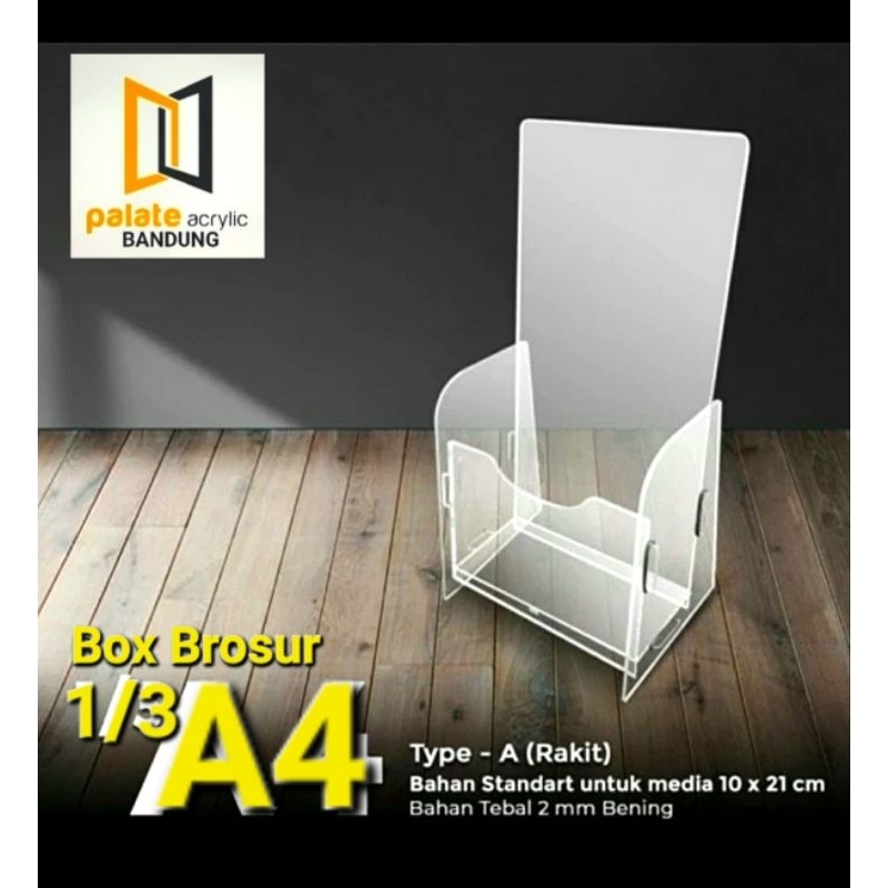 

AKRILIK KOTAK BROSUR UKURAN 1/3 A4 / ACRYLIC BOX BROSUR 1/3 A4 10X21CM