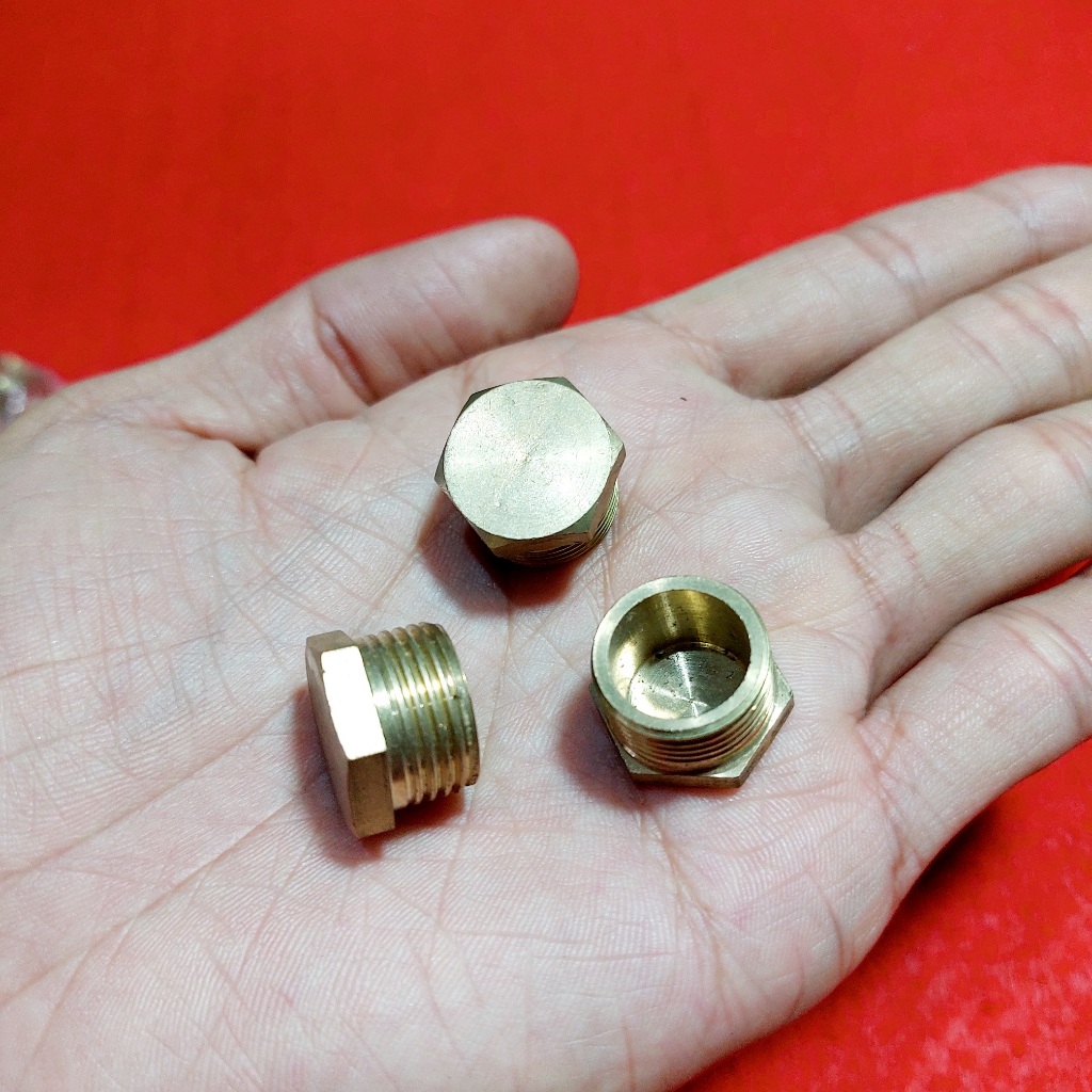 Plug Kuningan Derat Luar ukuran 3/8 - Brass Dop Drat Luar