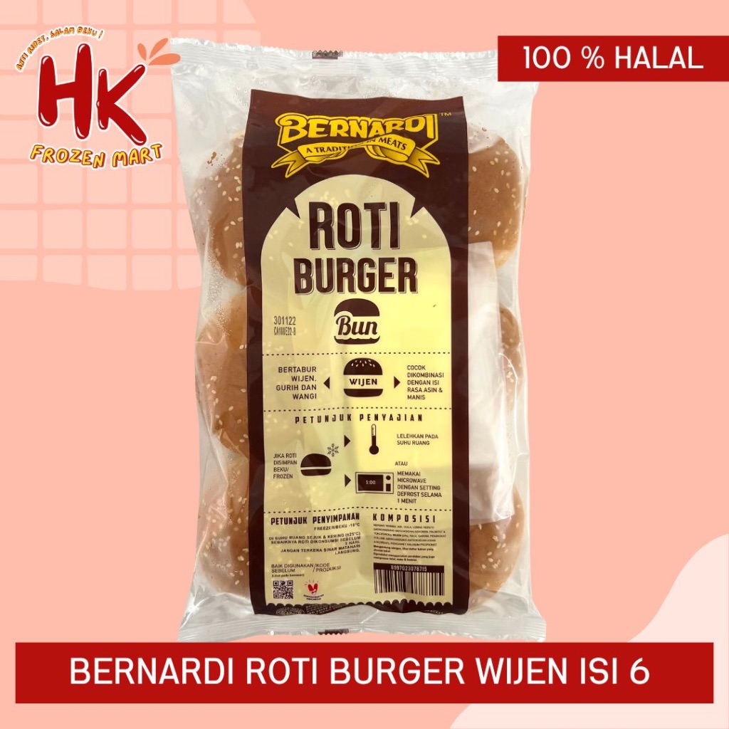 

Bernardi Roti Burger Wijen isi 6 pcs & Mini isi 20 pcs | kualitas premium bun HK Frozen Mart