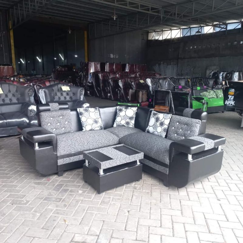 Sofa L Sudut angsa+Meja kaca