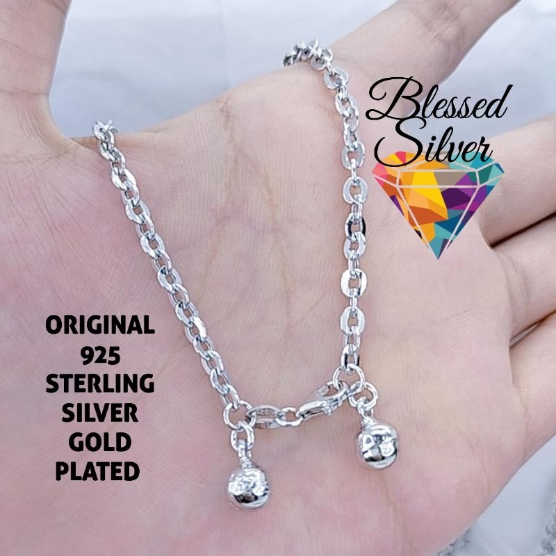 GELANG KAKI PERAK ASLI 925 LAPIS EMAS MODEL FRENSY