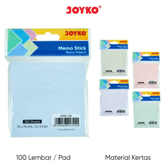 

MEMO STICK JOYKO MORANDI MMS-30 / Sticky Notes Note Memo Tempel joyko Warna Morandi 75 X 75 MM MMS-30 / MMS 30