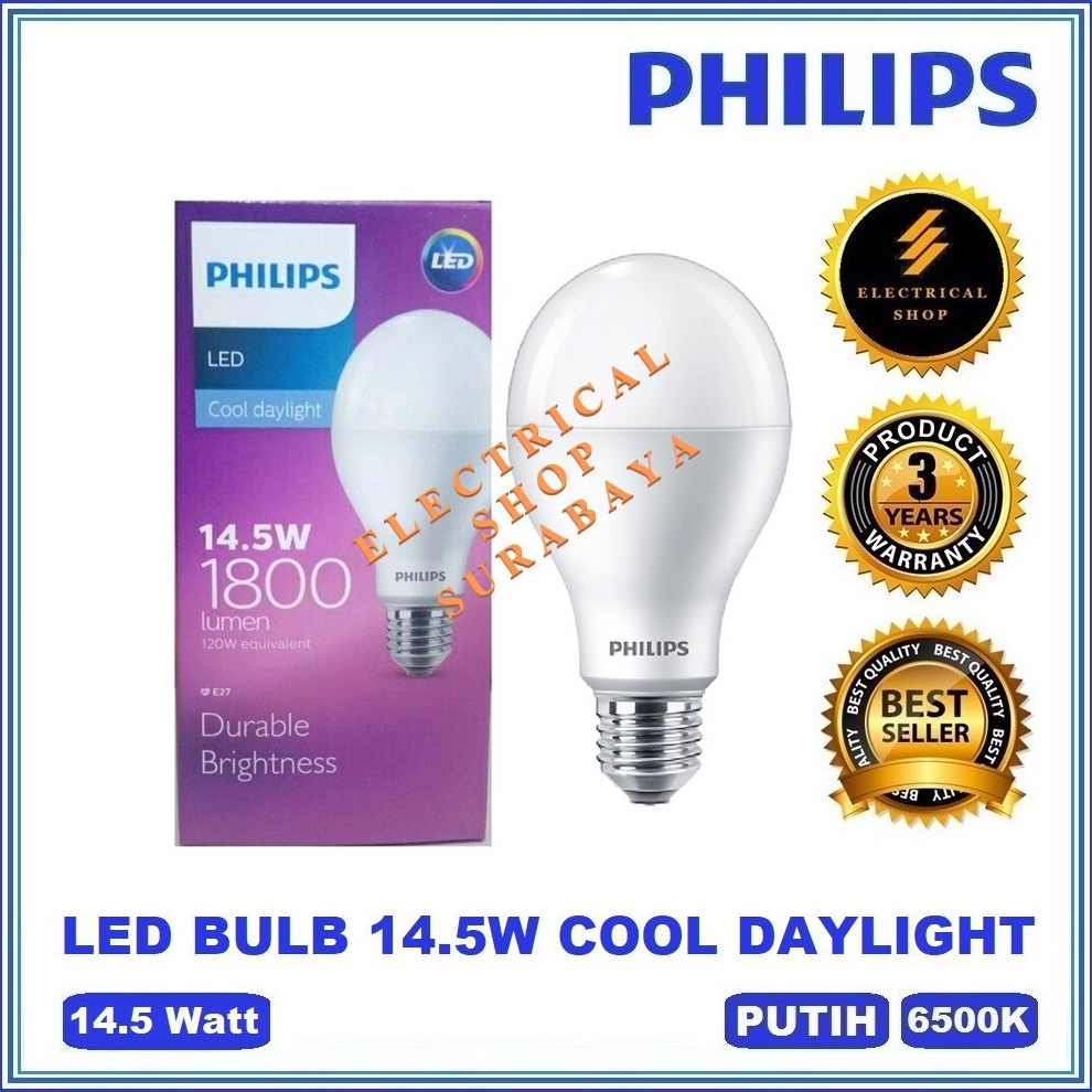 ✨12.12✨ COD PHILIPS LAMPU LED BULB 14.5W 14,5W / 14,5 14 WATT PUTIH (GARANSI 3 TAHUN & HARGA GROSIR)