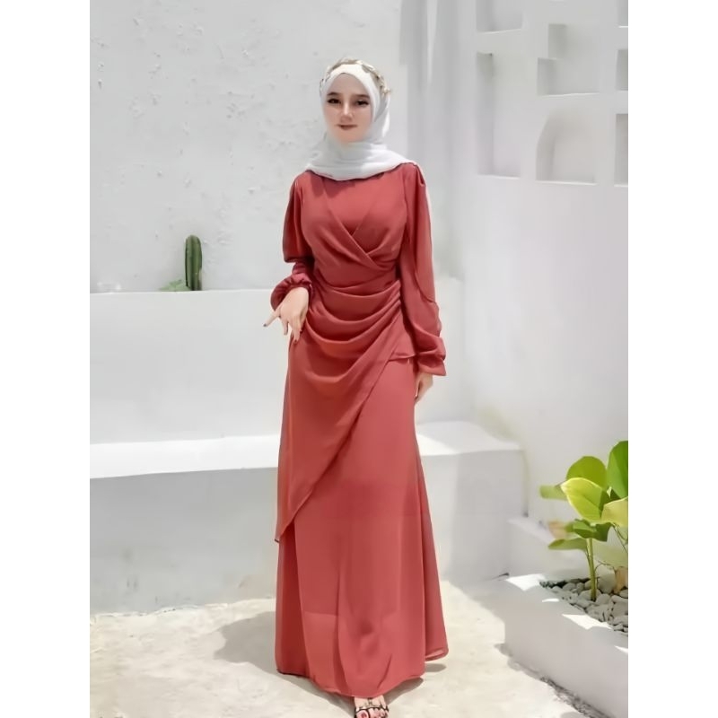 ( BEST SELLER) NEW DRESS BRIDESMAID MALAY ( ALLUNA MAXY) GAMIS PESTA MEWAH DAN ELEGAN / GAMIS MEWAH SIMPLE / DRESS CERUTY BABY DOLL ( READY STOK NO PO) BISA COD