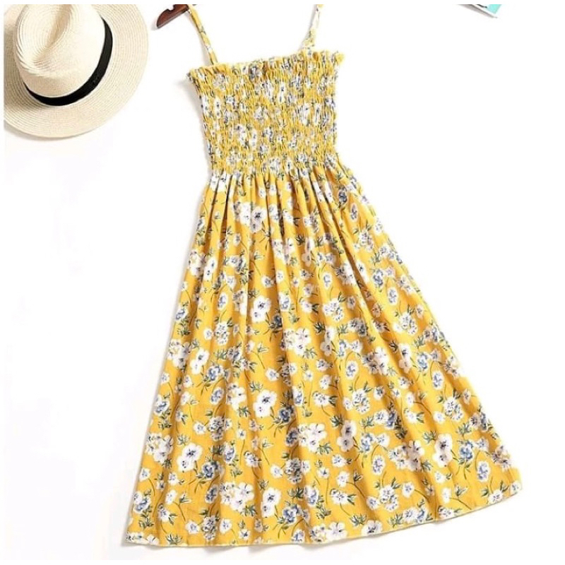 Mini Dress Tali Kecil Dress Motif Bunga