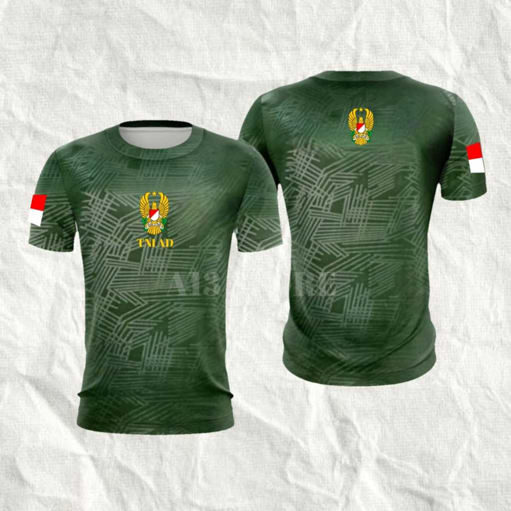 kaos tni ad / baju kaos tni ad logo depan belakang / baju kaos dryfit jersey tni ad / kaos jersey ol