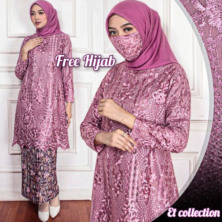 MODEL MG058 ( Free Hijab) Kebaya Jumbo LD 140 - Setelan Kebaya Big Size - Dres Pesta Jumbo - Kebaya Modern Jumbo