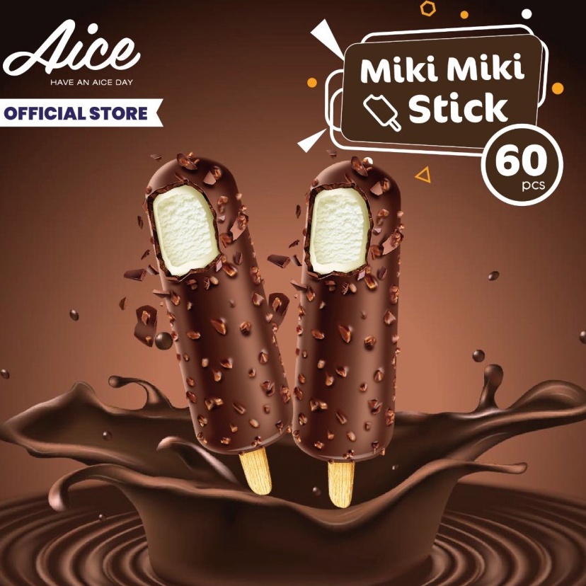 

LZQH3923 Terlaku... Aice Miki Miki Stick Ice Cream Eskrim 1 karton = isi 60 Pcs Es krim