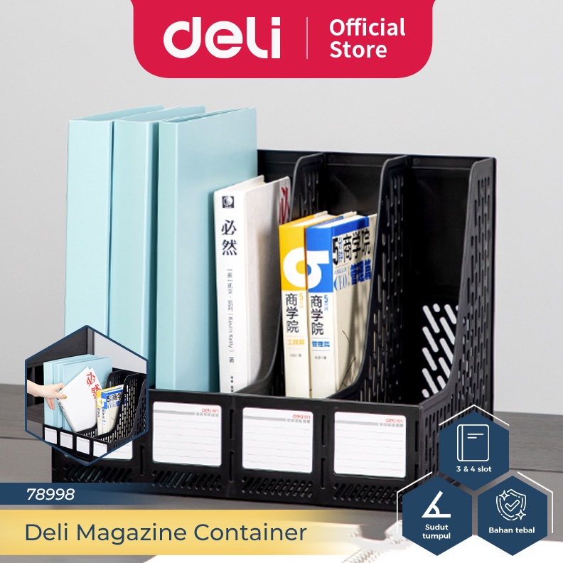 

Original Deli Magazine Container File Tray Rak Box File Tempat Dokumen Bahan Plastik 4 Sekat 78998 