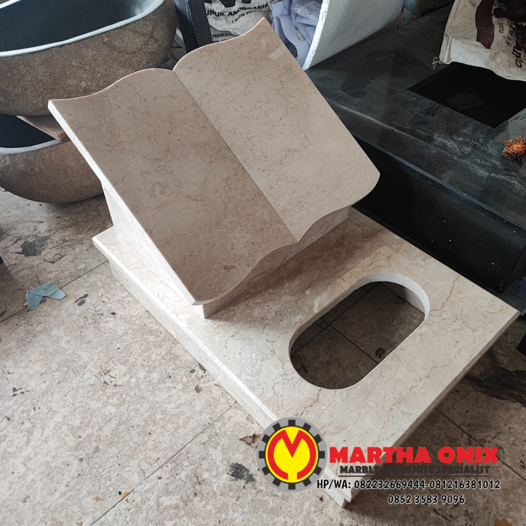 BATU NISAN BUKU PREMIUM MARMER TABUR BUNGA, MAESAN BAHAN MARMER MODEL TABUR BUNGA