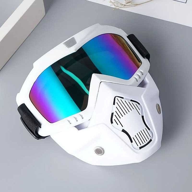 Masker / topeng helm putih ungu goggle google mask topeng kaca helm motor utk jenis bogo retro cargl