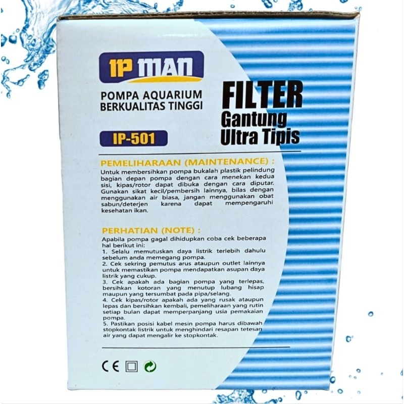 Pompa filter gantung Aquarium Hang on filter IP MAN 501