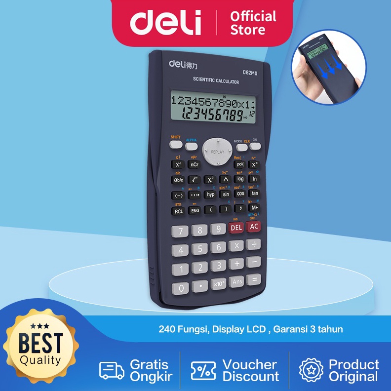 

PROMO HARI INI Deli ED82MS Scientific Calculator Kalkulator Scientific 240 Function untuk sekolah dan kantor !!!