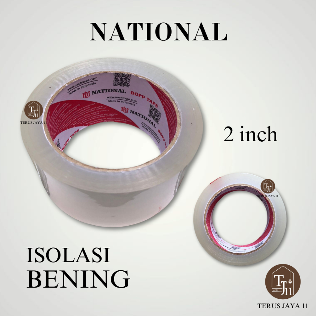 

NATIONAL Isolasi bening 2 inch / Isolasi OPP bening National / Lakban bening 2 inch