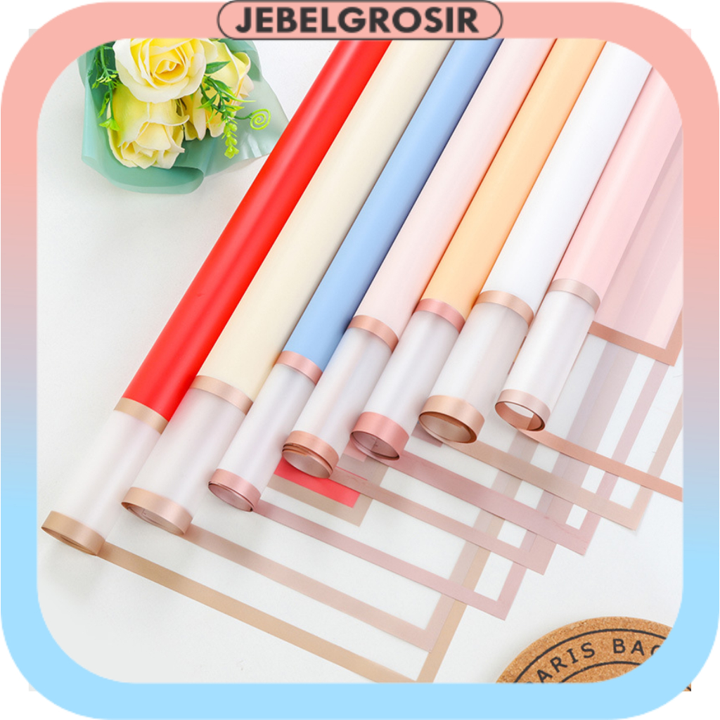 

Kertas Flower Wrapping Double Gold Line Cellophane Waterproof Kertas Buket Bunga Ecer Per Lembar KB6132