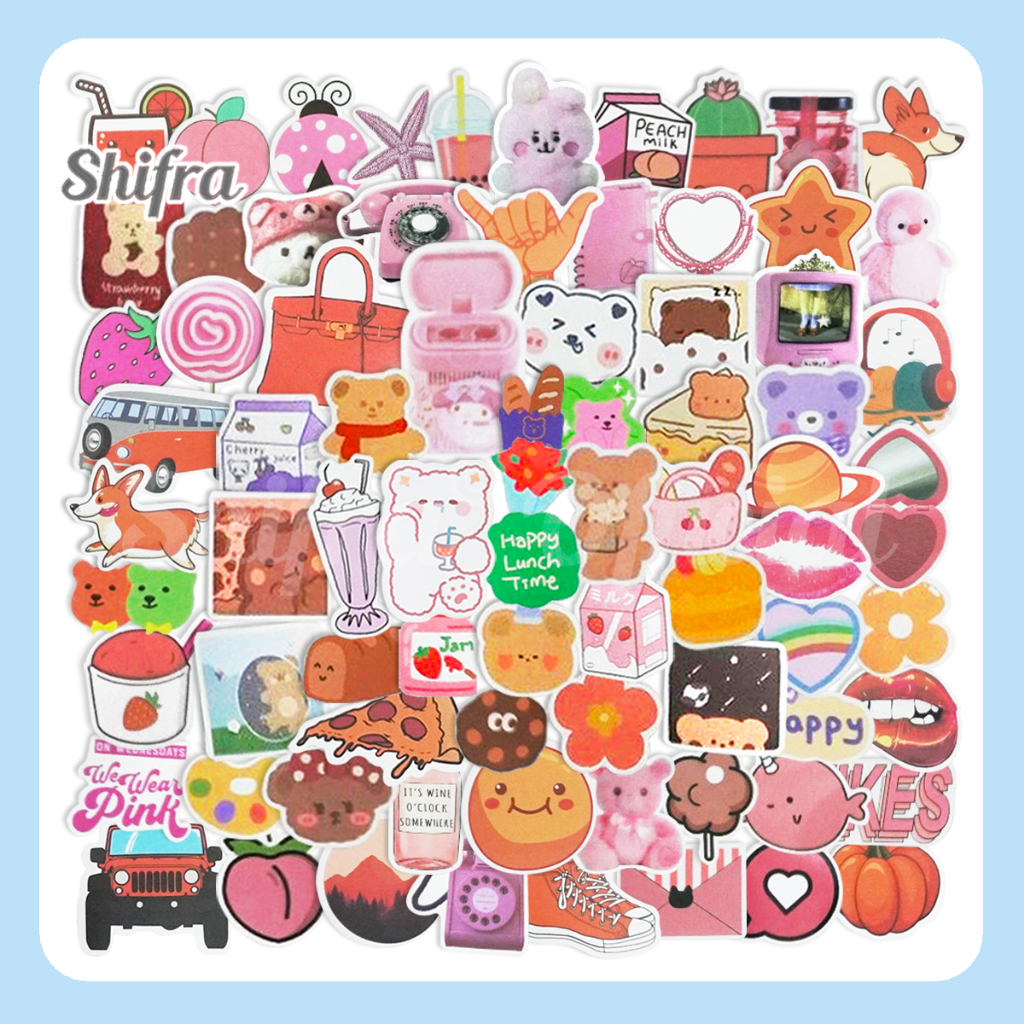 

Shifra Sticker Pack Aesthetic Lucu Random isi 50 & 100 pcs