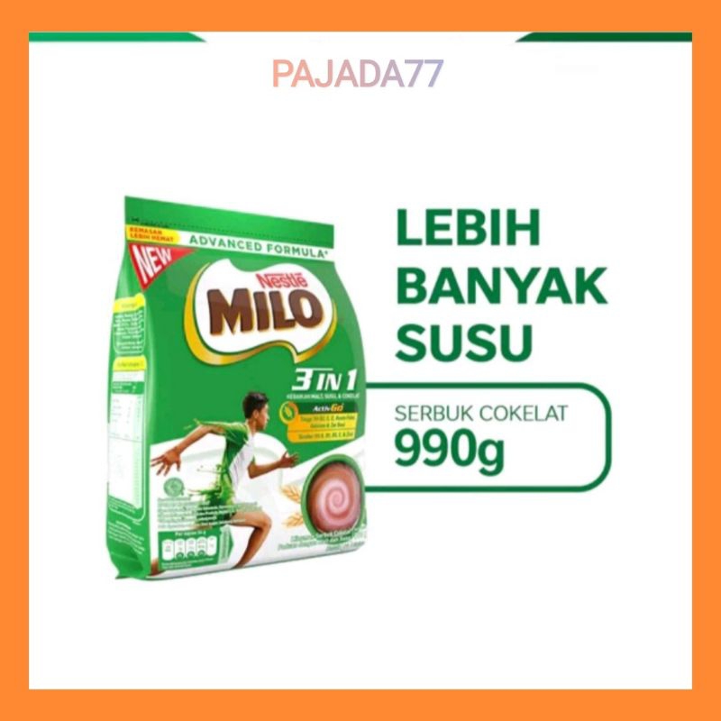 

MILO 3in1 ACTIV-GO susu coklat pouch lebih banyak susu 990gr