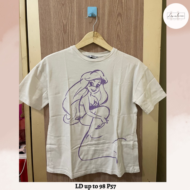 ZARA White Tee T-Shirt Kaos Printed Di*ney Ariel Mermaid Original Putih Kaos Atasan Baju ZARA
