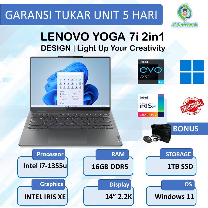 Laptop Lenovo Yoga 7i 14 2in1 i7-1355u 16GB 1TB SSD Win11 Touch