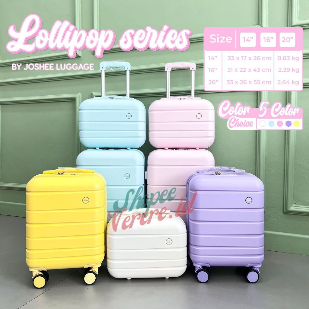 Joshee Koper Original LOLLIPOP Series Koper Cabin 16 Inch 20 Inch Koper Travel Koper Anak Koper Lucu