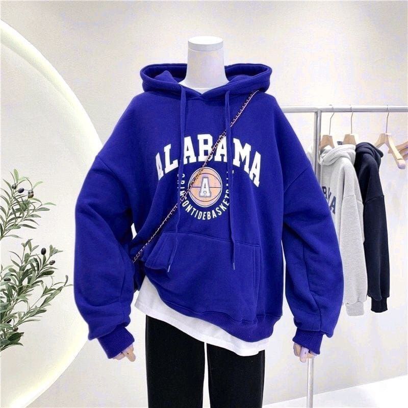 Hoodie Oversize Korea Jumbo BigSize Hoodie Alabama Sporty Street Style Distro Size S M L XL 2XL 3XL 