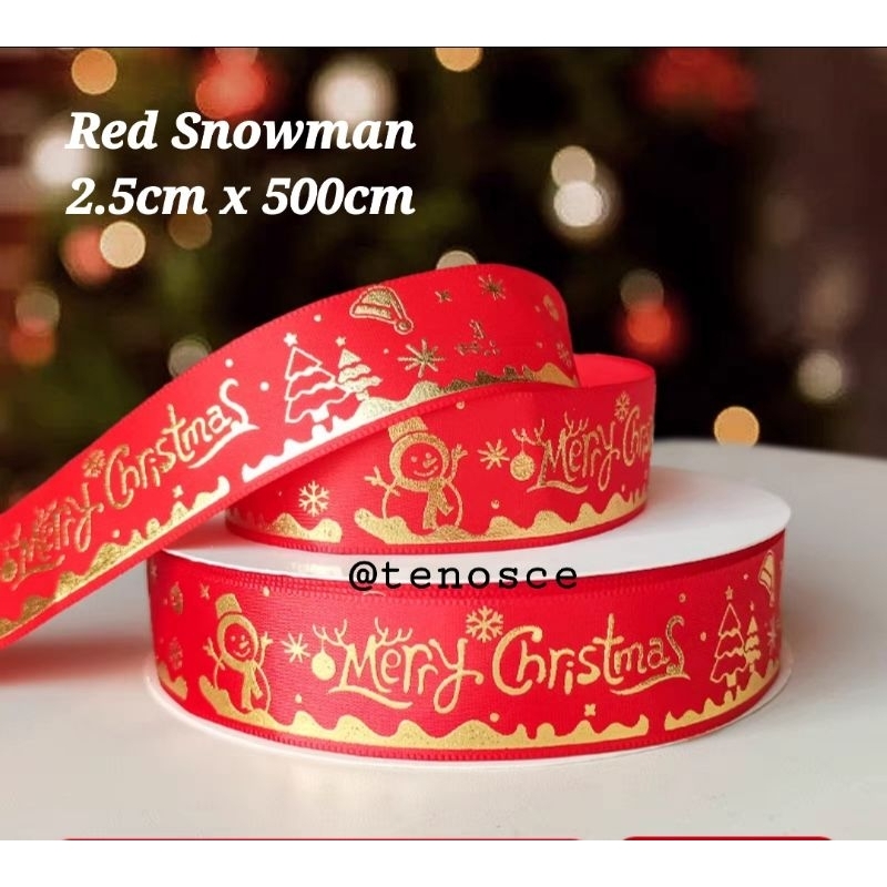 

Varian 500cm/5m per roll Pita Satin Grossgrain Ribbon Hampers Souvenir Gift Natal Merry Christmas